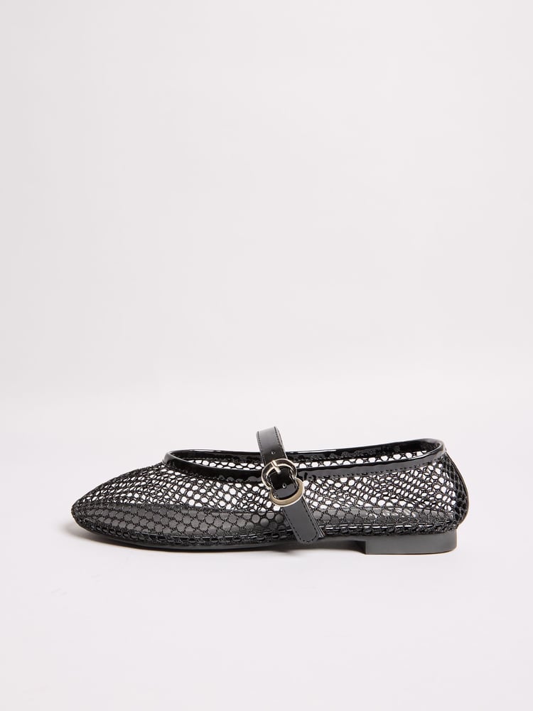Friends Like These Black Flat Mesh Mary Jane Ballerina Shoes - Image 5 of 5
