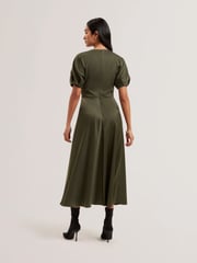Ted Baker Green Edulis Ponte Bodice Satin Skirt Midi Dress - Image 2 of 6