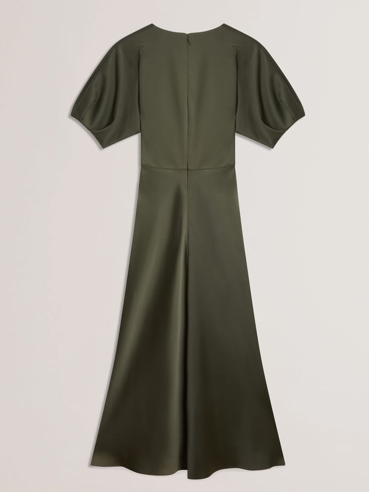 Ted Baker Green Edulis Ponte Bodice Satin Skirt Midi Dress - Image 6 of 6