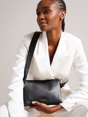 Ted Baker Black Darceyy Branded Webbing Leather Cross-Body Bag - Image 1 of 6
