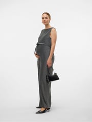 Mamalicious Black Maternity Sleeveless Belted Glitter Jumpsuit - Image 4 of 5