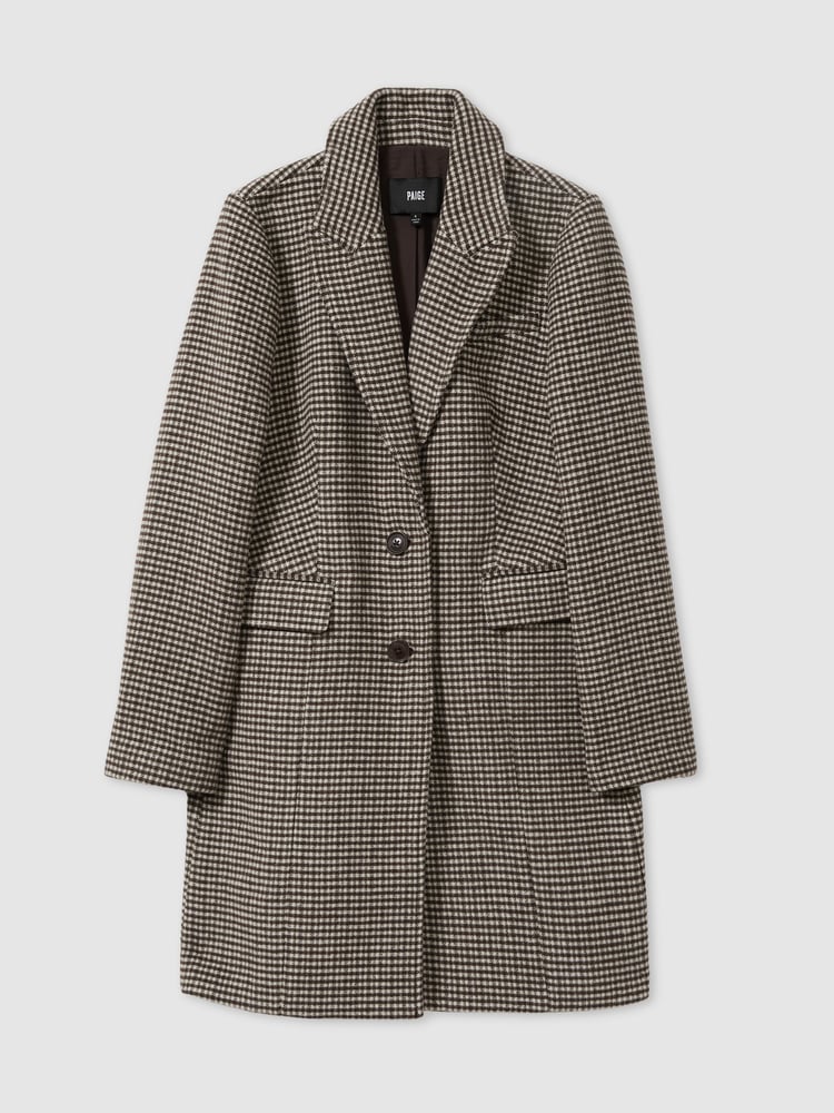 Paige Single Breasted Houndstooth Check Coat - Image 2 of 6