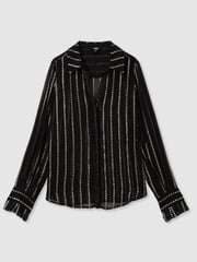 Paige Sheer Floral-Stripe Blouse - Image 2 of 6