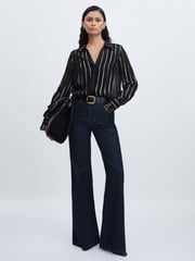 Paige Sheer Floral-Stripe Blouse - Image 3 of 6