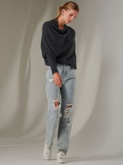 Jolie Moi Grey Off The Shoulder Soft Knit Jumper - Image 4 of 6