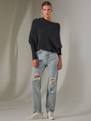 Jolie Moi Grey Off The Shoulder Soft Knit Jumper - Image 5 of 6