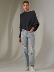 Jolie Moi Grey Off The Shoulder Soft Knit Jumper - Image 6 of 6