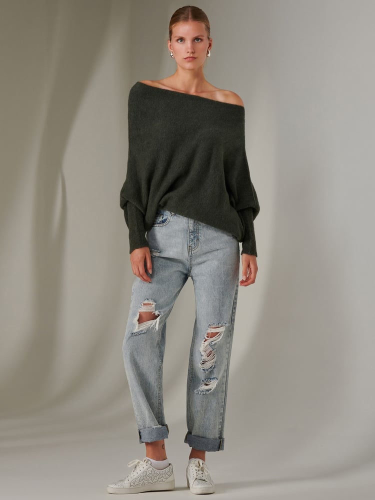 Jolie Moi Black Off The Shoulder Soft Knit Jumper - Image 6 of 6