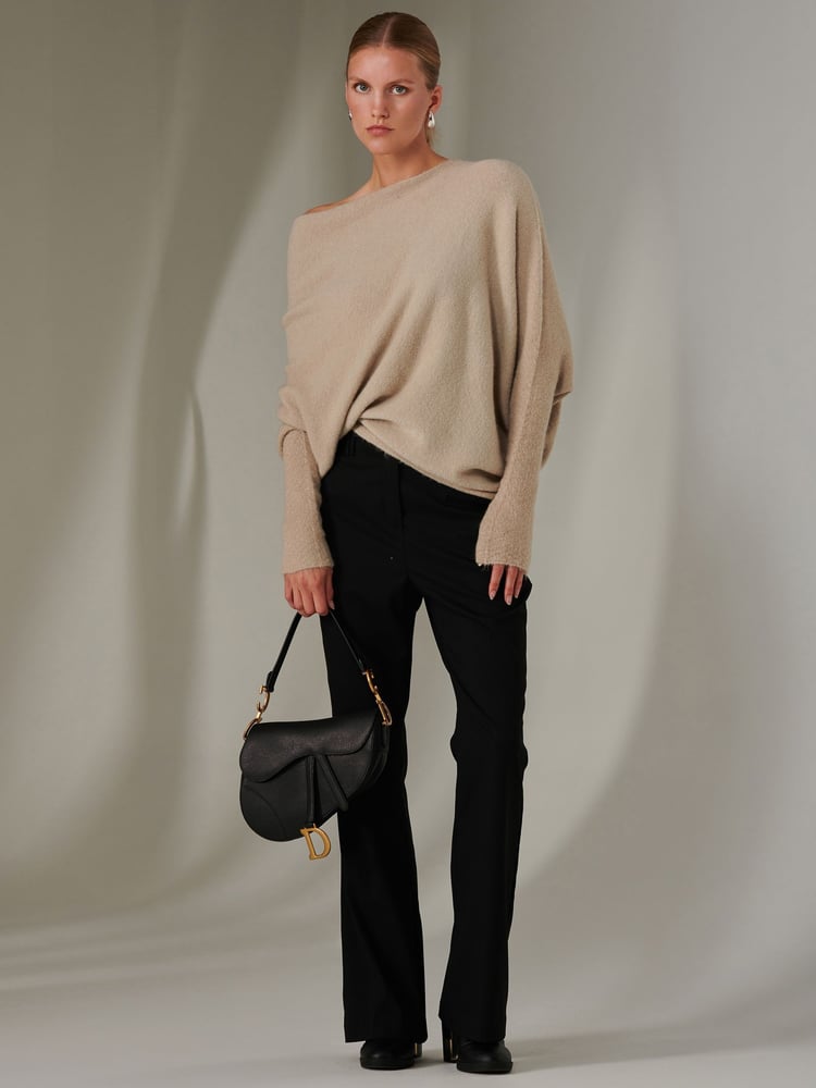 Jolie Moi Ecru Off The Shoulder Soft Knit Jumper - Image 1 of 6