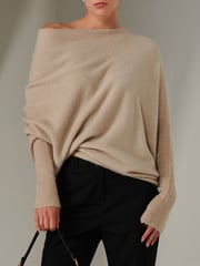 Jolie Moi Ecru Off The Shoulder Soft Knit Jumper - Image 3 of 6