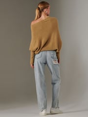 Jolie Moi Brown Off The Shoulder Soft Knit Jumper - Image 2 of 6
