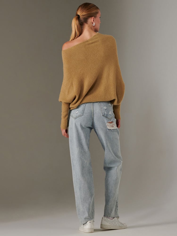 Jolie Moi Brown Off The Shoulder Soft Knit Jumper - Image 2 of 6