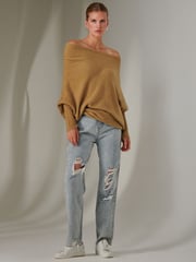 Jolie Moi Brown Off The Shoulder Soft Knit Jumper - Image 6 of 6
