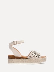 Linzi Natural Radiance Flatform Sandals With Laser Cut Detail - Image 2 of 5
