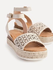 Linzi Natural Radiance Flatform Sandals With Laser Cut Detail - Image 4 of 5