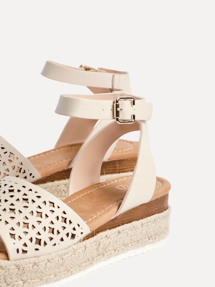 Linzi Natural Radiance Flatform Sandals With Laser Cut Detail - Image 5 of 5