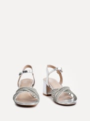 Linzi Silver Gracie Diamante Front Strap Low Block Sandals - Image 3 of 5