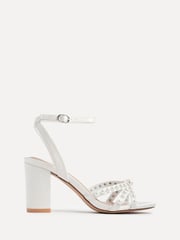 Linzi White Enchanted Pearl Detailed Front Stap With Block Sandals - Image 2 of 5