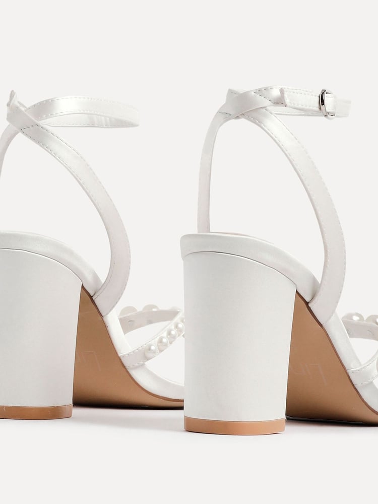 Linzi White Enchanted Pearl Detailed Front Stap With Block Sandals - Image 5 of 5