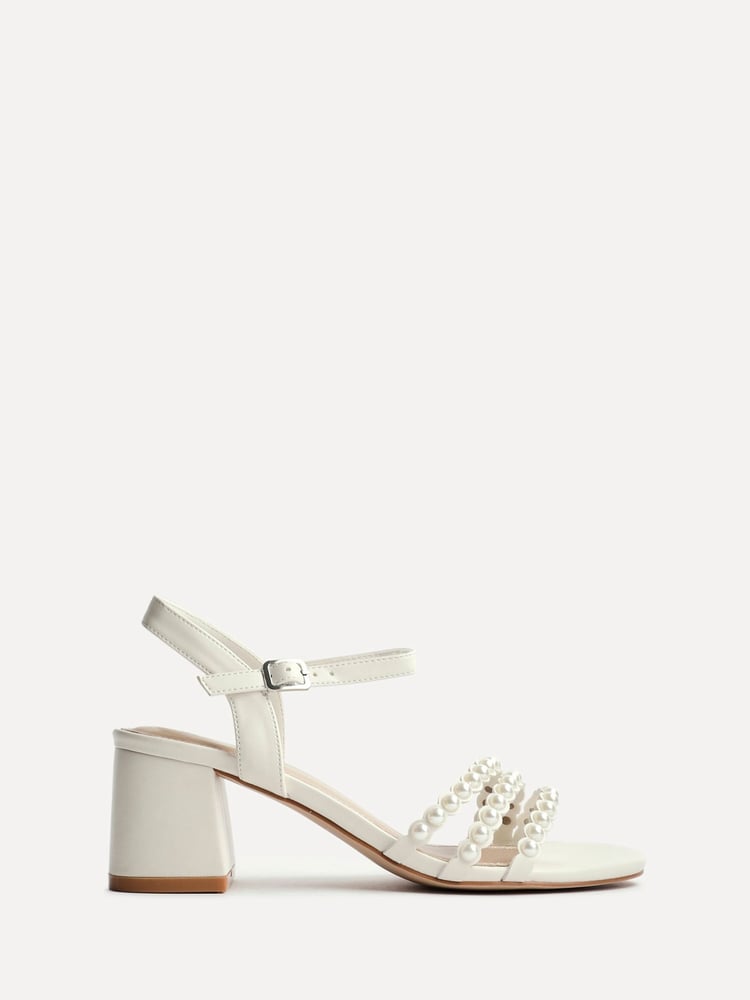 Linzi White Perla Heeled Sandals With Pearl Straps - Image 2 of 5