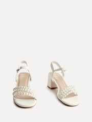 Linzi White Perla Heeled Sandals With Pearl Straps - Image 3 of 5