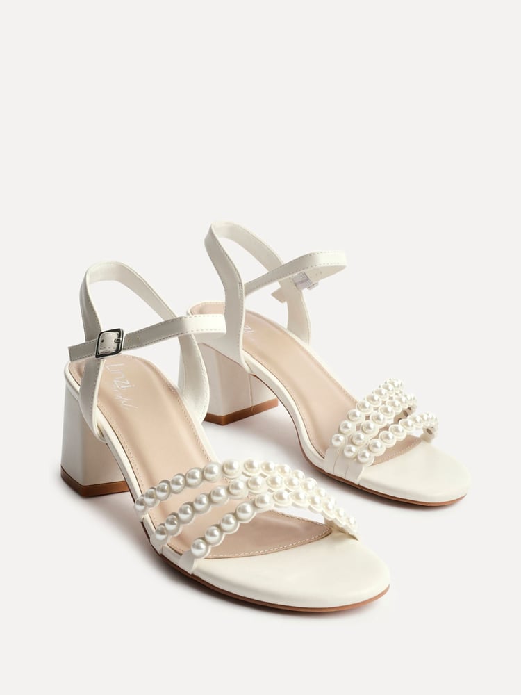Linzi White Perla Heeled Sandals With Pearl Straps - Image 5 of 5