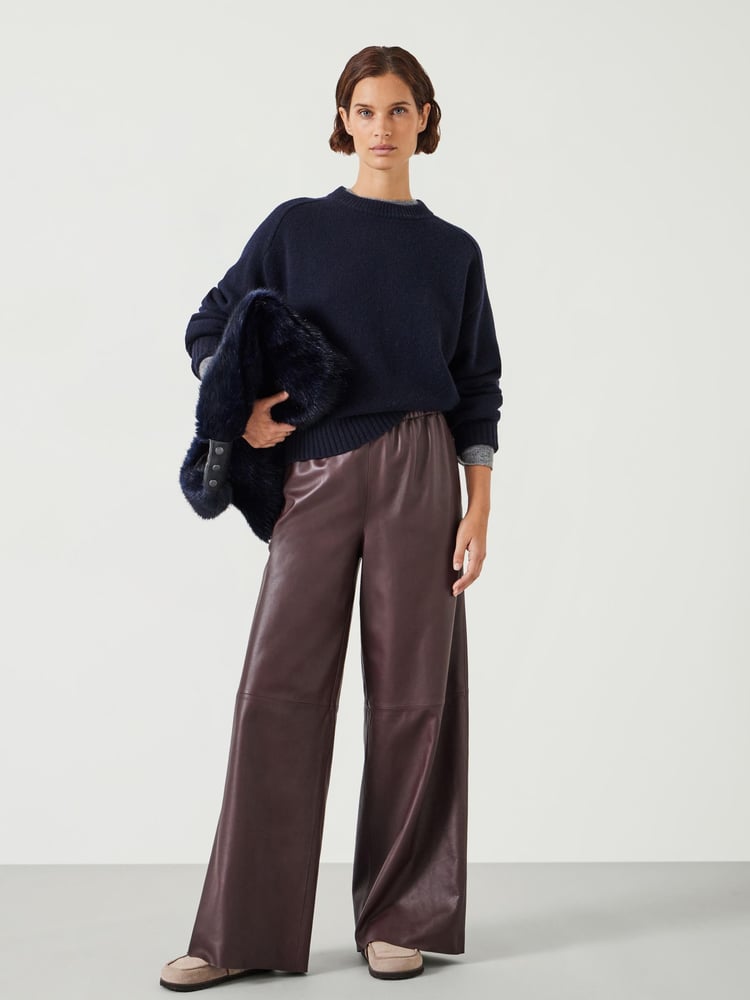 Hush Brown Agatha Leather Pull On Trousers - Image 1 of 5