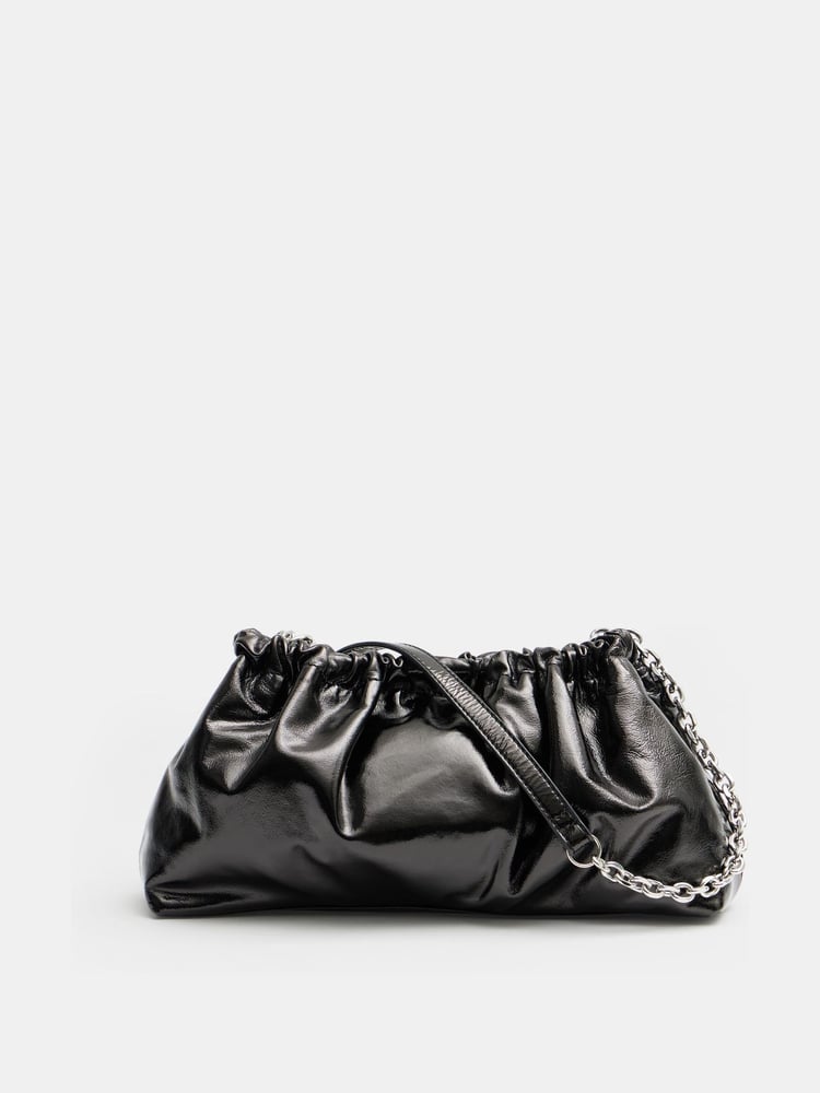Hush Black Reva Ruched Leather Clutch Bag - Image 1 of 5
