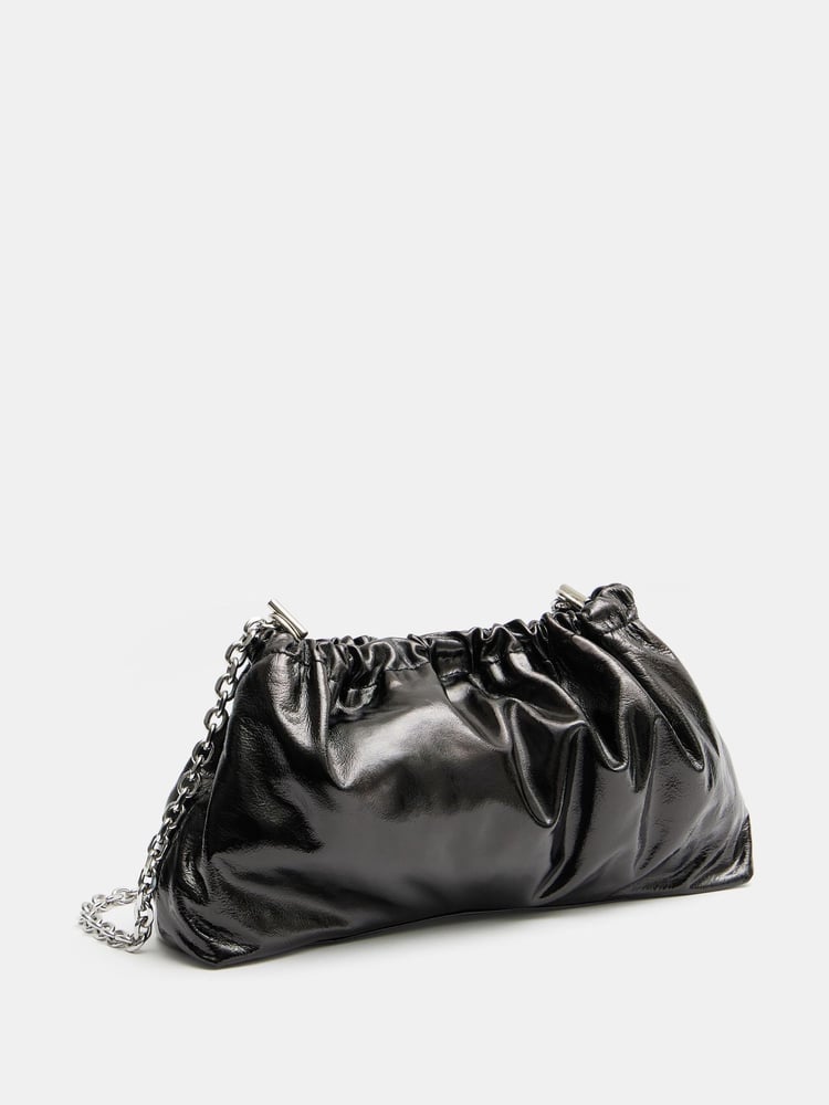 Hush Black Reva Ruched Leather Clutch Bag - Image 2 of 5