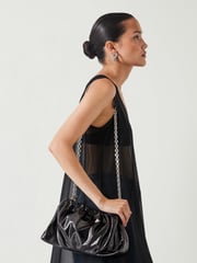 Hush Black Reva Ruched Leather Clutch Bag - Image 5 of 5