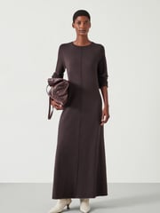 Hush Brown Talen Long Sleeved Knitted Maxi Jumper Dress - Image 1 of 5