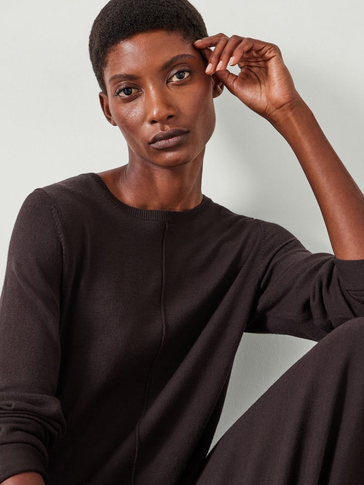 Hush Brown Talen Long Sleeved Knitted Maxi Jumper Dress - Image 2 of 5