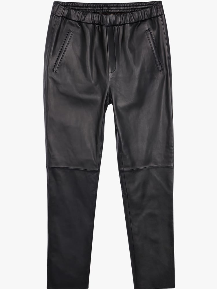 Hush Black Leather Joggers - Image 5 of 5