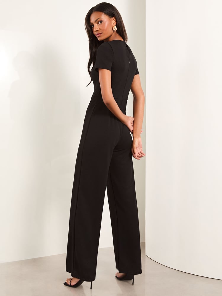 Lipsy Black Petite Short Sleeve Splice Jumpsuit - Image 4 of 4 Lipsy Black Petite Short Sleeve Splice Jumpsuit - Image 4 of 4