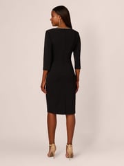 Adrianna Papell Piping Tie Front Midi Black Dress - Image 2 of 7