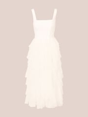 Adrianna by Adrianna Papell Mesh Cocktail Midi Dress - Image 5 of 7