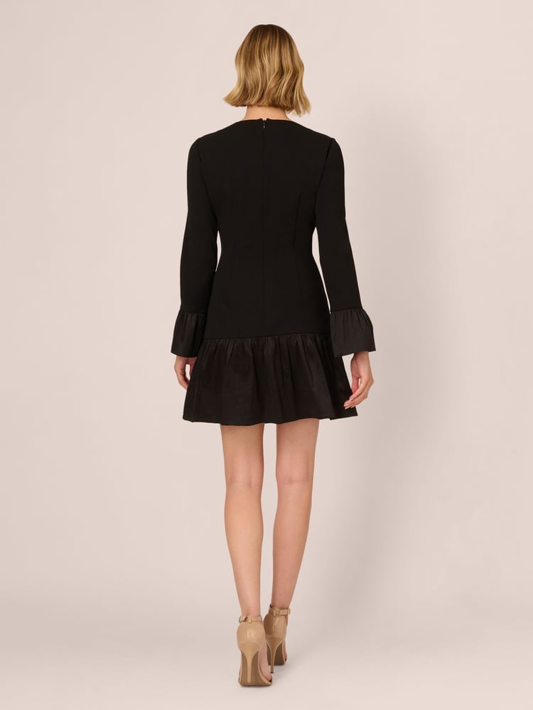 Adrianna Papell Crepe And Taffeta Midi Black Dress - Image 2 of 7