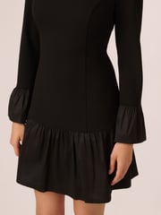 Adrianna Papell Crepe And Taffeta Midi Black Dress - Image 4 of 7