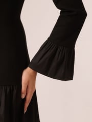 Adrianna Papell Crepe And Taffeta Midi Black Dress - Image 5 of 7
