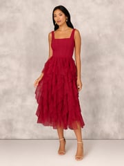 Adrianna by Adrianna Papell Mesh Cocktail Midi Dress - Image 1 of 7