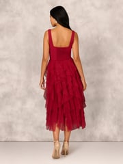 Adrianna by Adrianna Papell Mesh Cocktail Midi Dress - Image 2 of 7