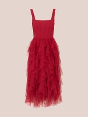 Adrianna by Adrianna Papell Mesh Cocktail Midi Dress - Image 5 of 7
