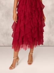 Adrianna by Adrianna Papell Mesh Cocktail Midi Dress - Image 7 of 7
