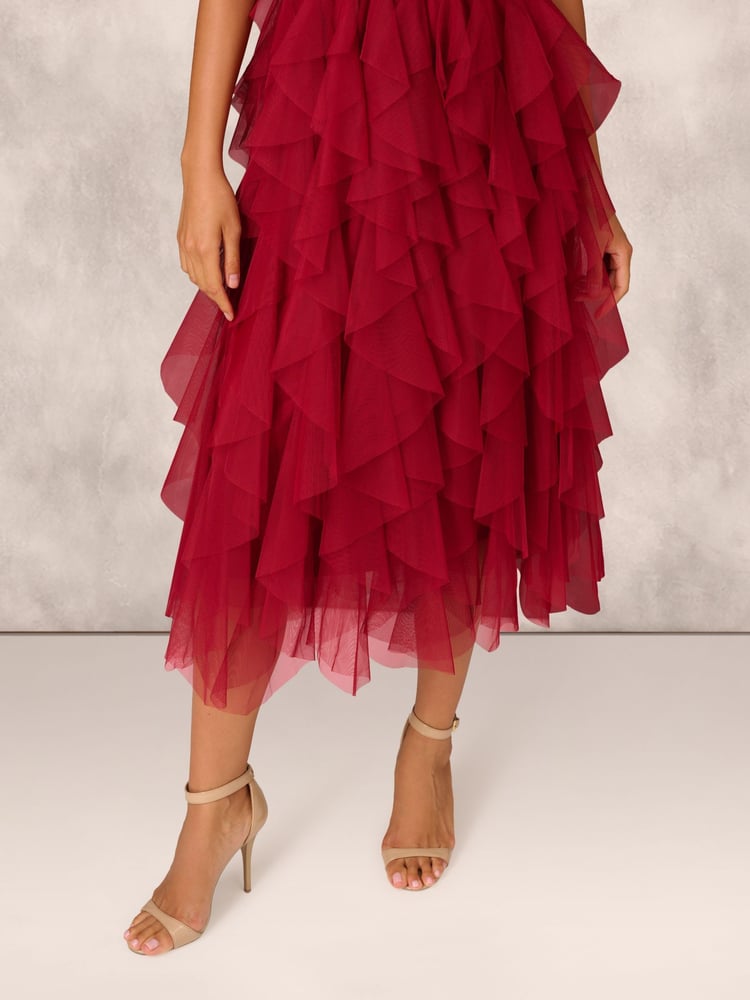 Adrianna by Adrianna Papell Mesh Cocktail Midi Dress - Image 7 of 7