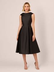 Adrianna Papell Roll Neck Mikado Black Dress - Image 1 of 7