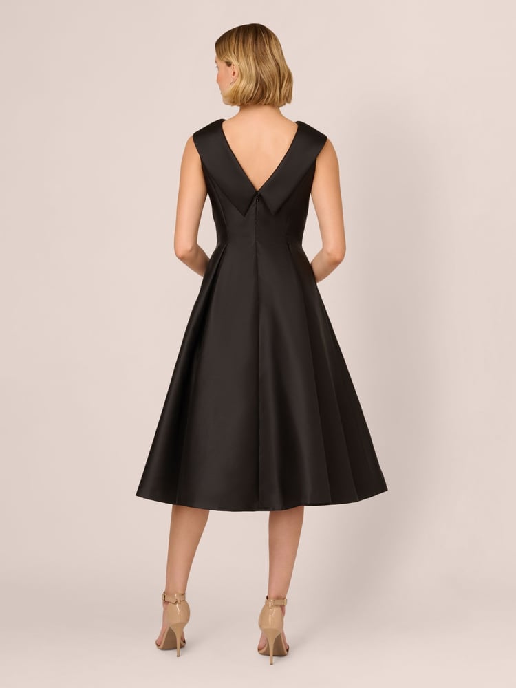 Adrianna Papell Roll Neck Mikado Black Dress - Image 2 of 7