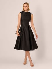 Adrianna Papell Roll Neck Mikado Black Dress - Image 3 of 7