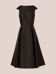 Adrianna Papell Roll Neck Mikado Black Dress - Image 6 of 7