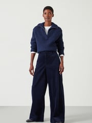 Hush Blue 100% Cotton Wide Leg Cord Trousers - Image 1 of 5