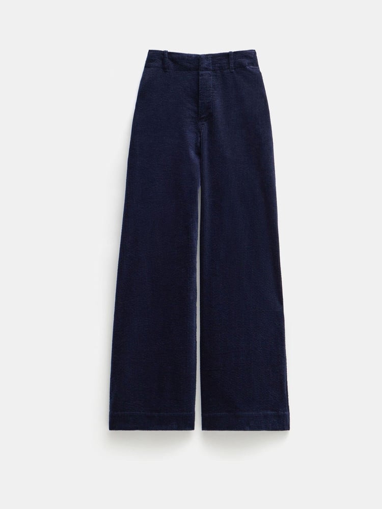 Hush Blue 100% Cotton Wide Leg Cord Trousers - Image 5 of 5